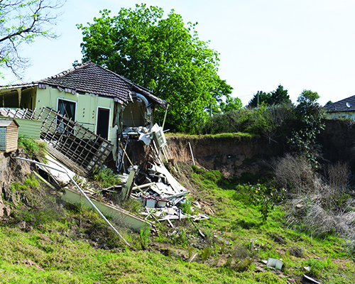 House partially collapsed as a result of sinkhole