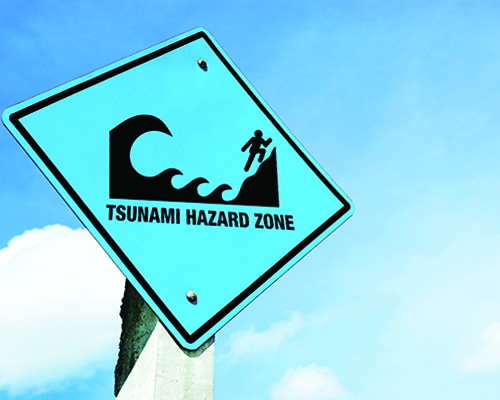 Tsunami Hazard Zone sign