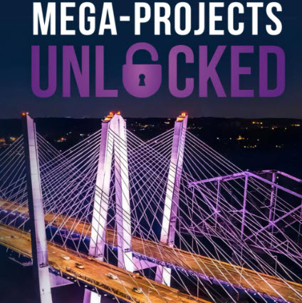 book cover for Mega-Projects Unlocked with an illustrated bridge