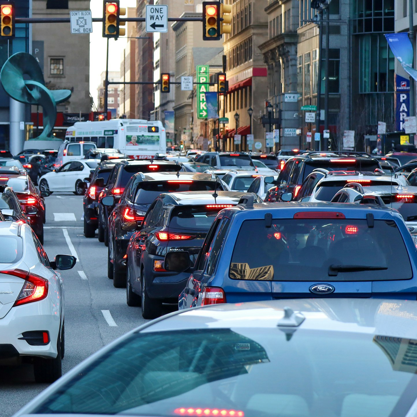 image of cars stuck in a traffic jam