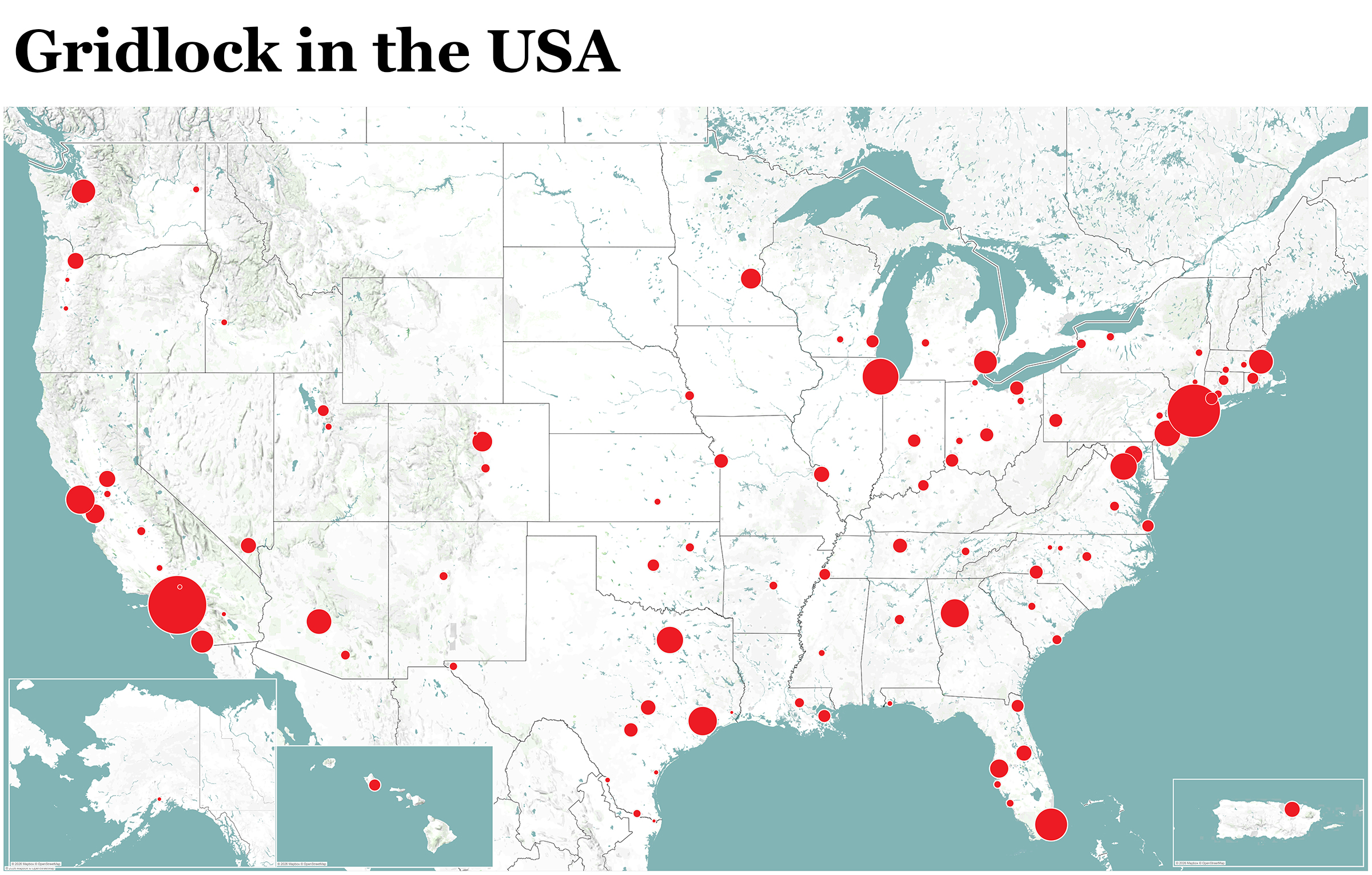 map of the USA with red circles of various sizes