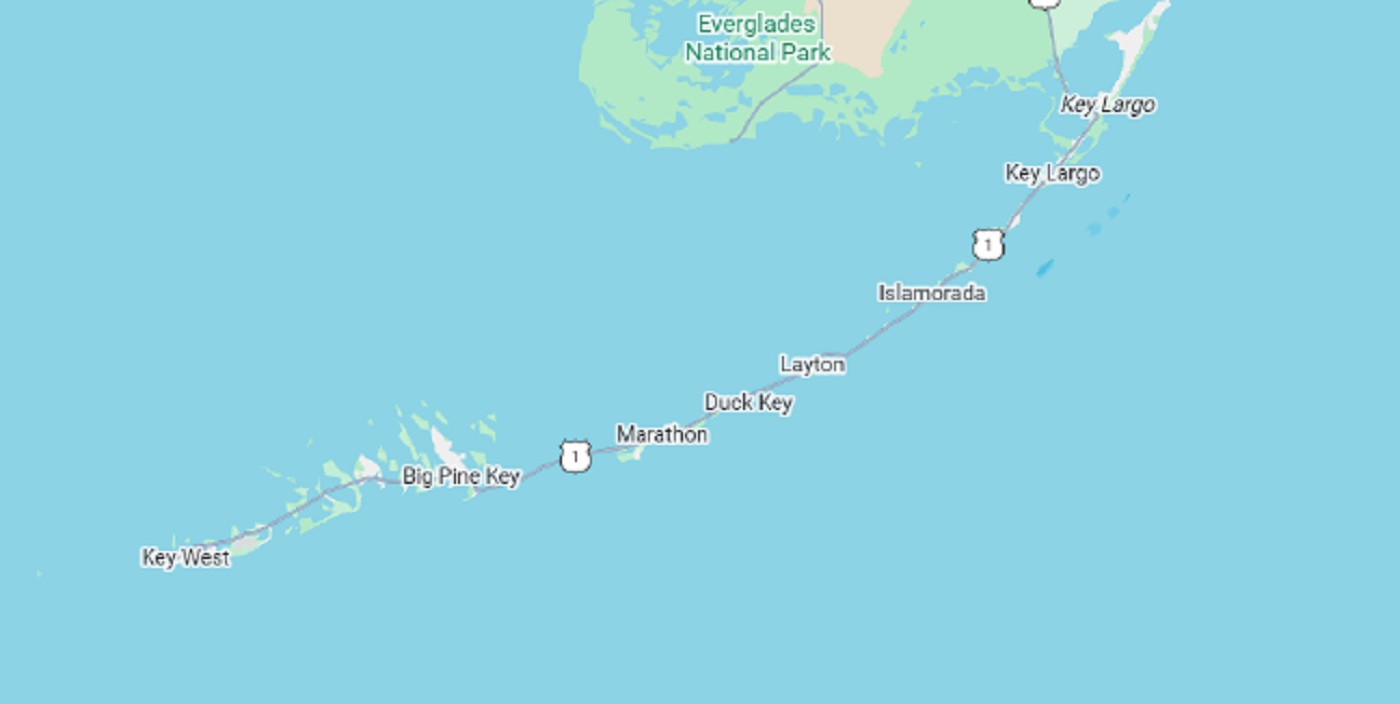 map of Overseas Bridge in Florida