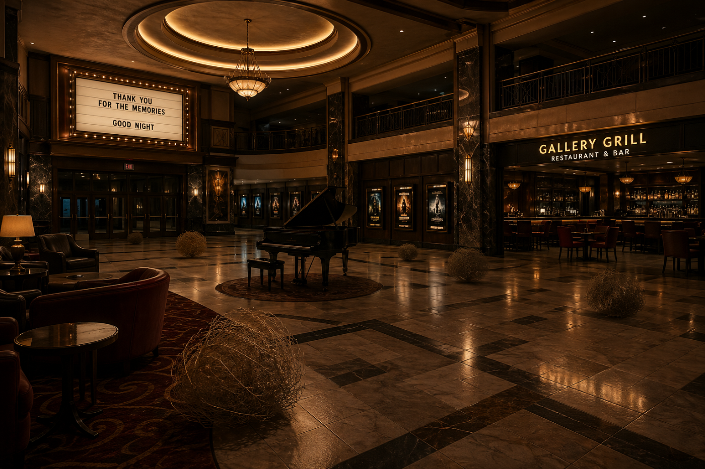 chatGPT-generated image of an empty movie theater lobby
