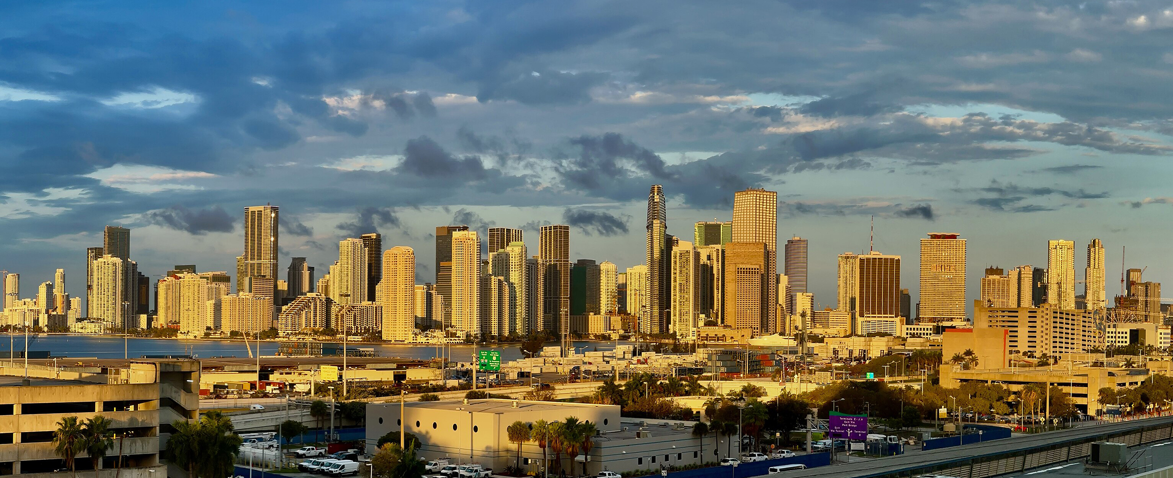 Miami coastal skyline highlighting dense infrastructure and climate exposure