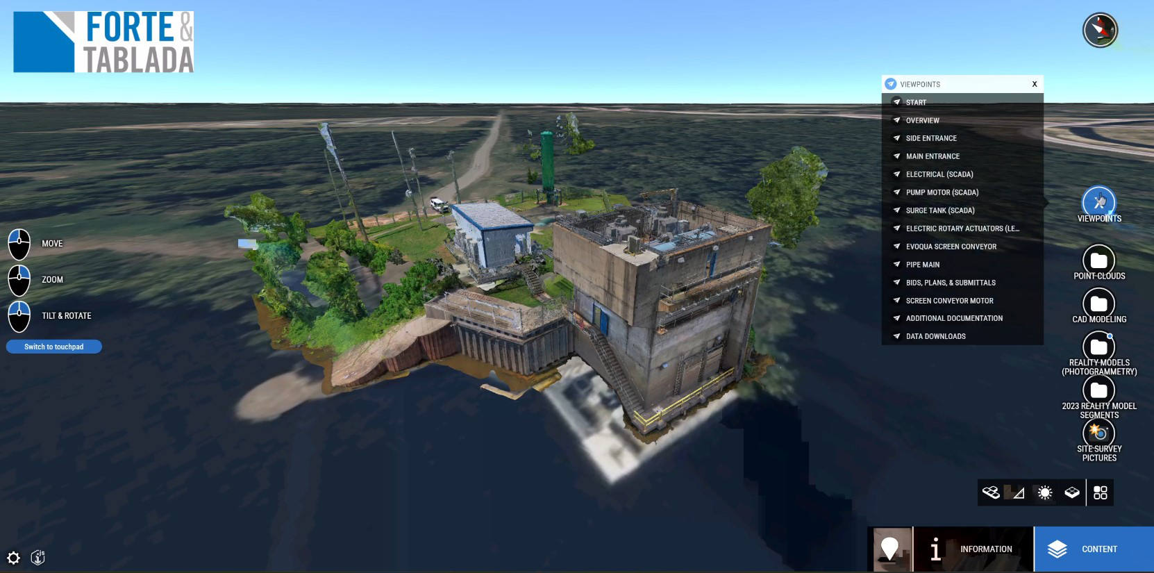 digital twin of pump station with photogrammetry and asset data layers