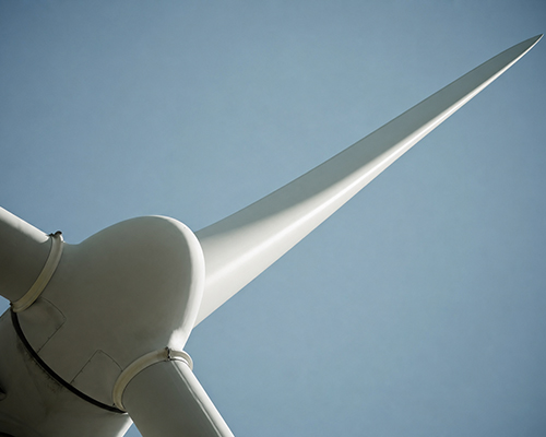 A wind turbine focused on a single blade