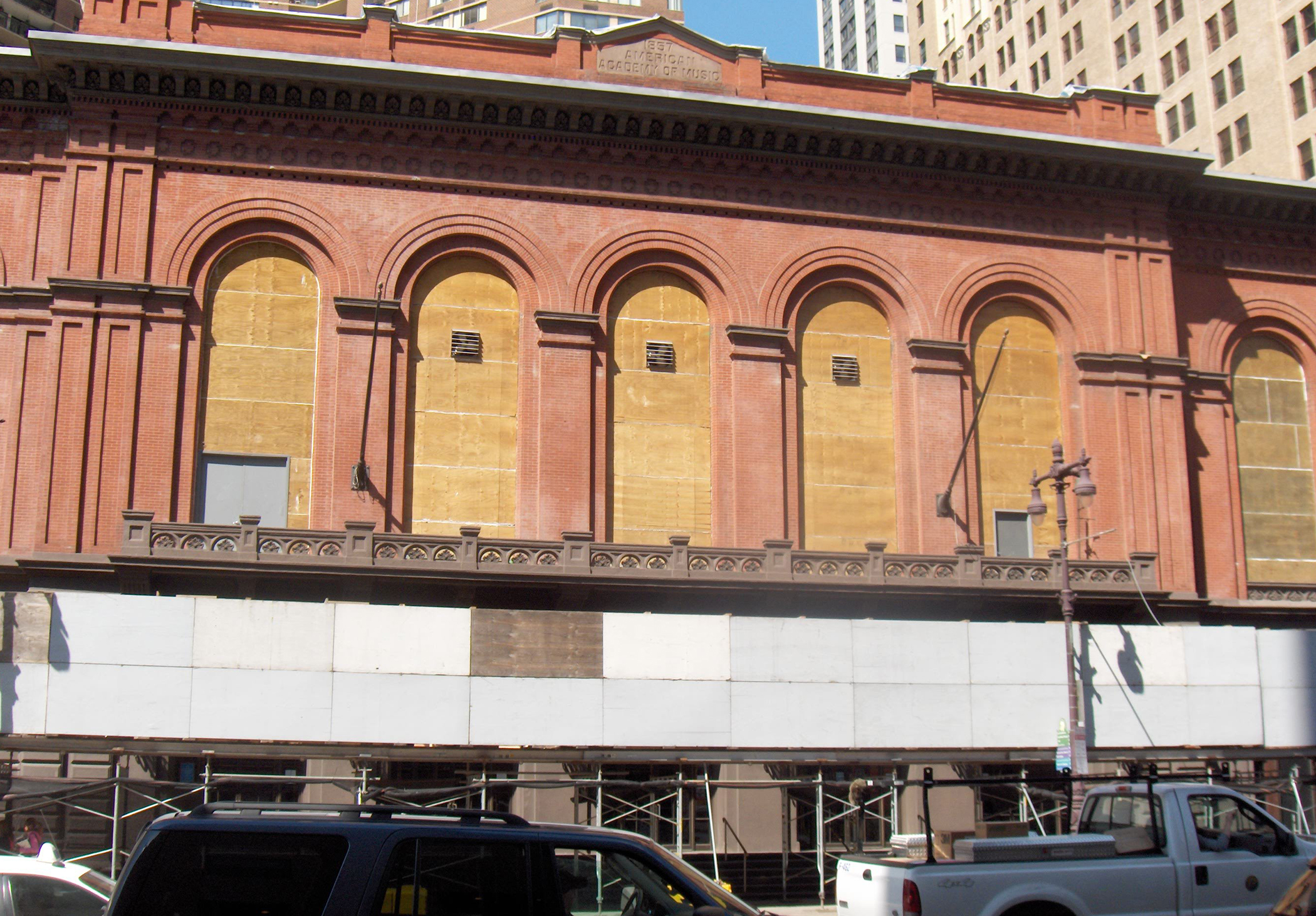 Historic masonry building undergoing restoration and adaptive reuse renovation