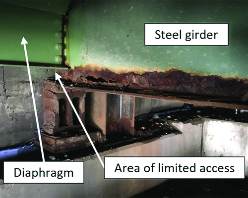 Close up of rusted girder
