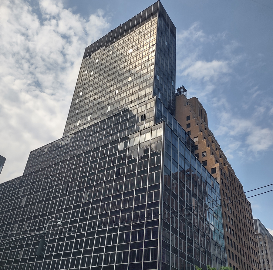Exterior view of former Pfizer headquarters conversion project in New York City