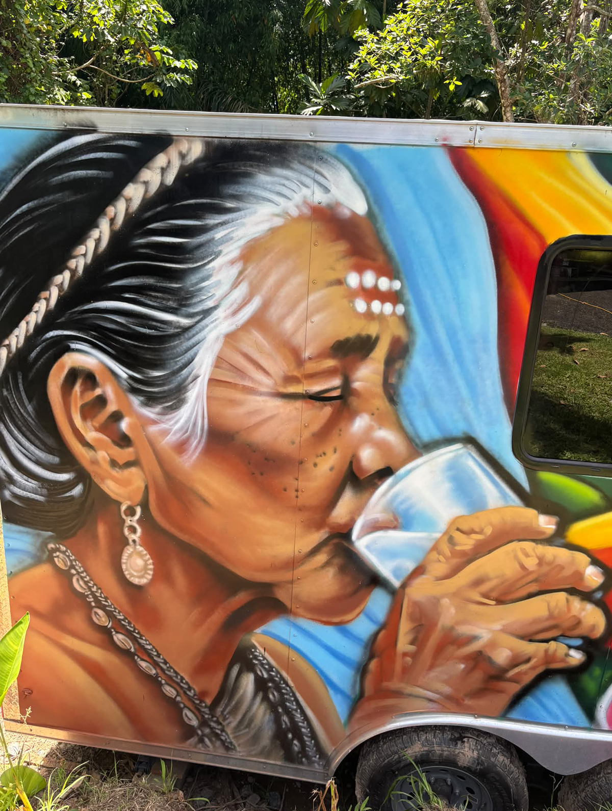 Water-themed mural decorates exterior of AguaClara PF-70 trailer