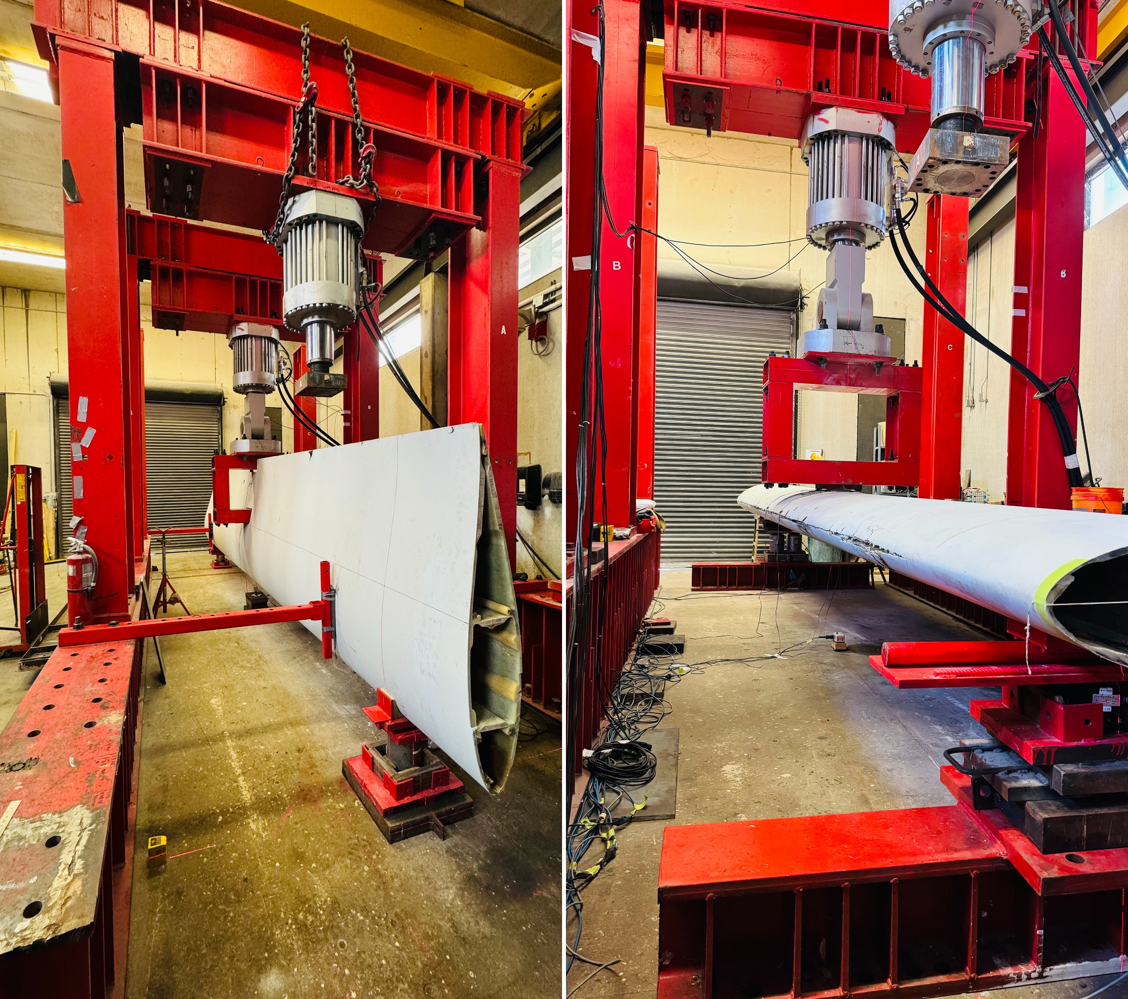 Retired wind turbine blades undergo testing in laboratory