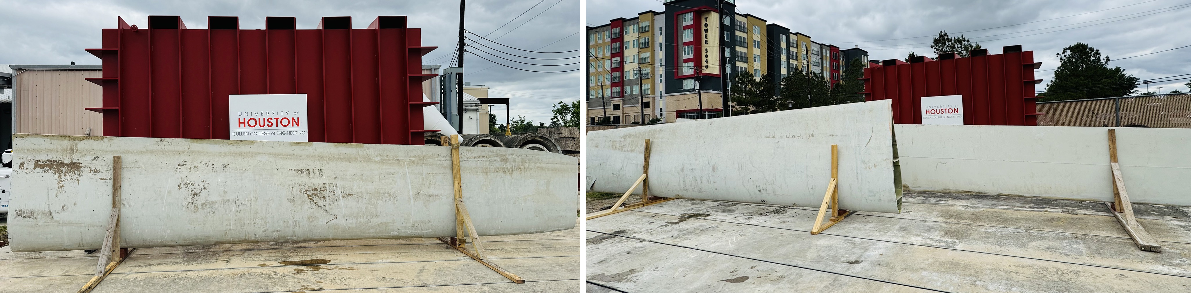 Retired wind turbine blade sections prepared for reuse in infrastructure