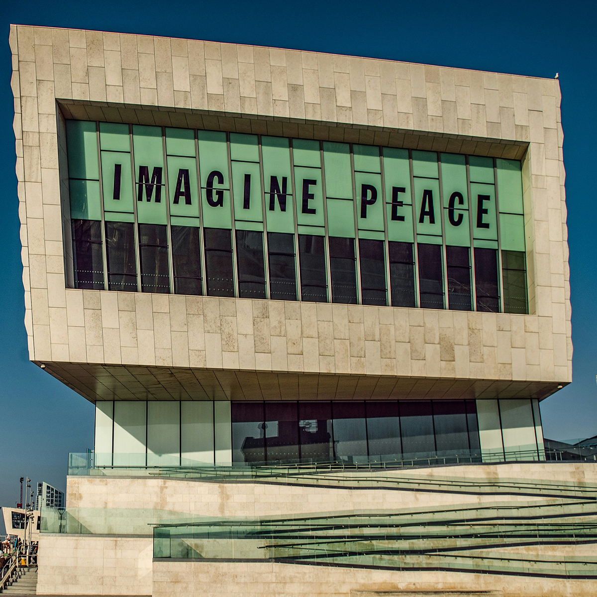 a building with the letters "imagine peace" on it
