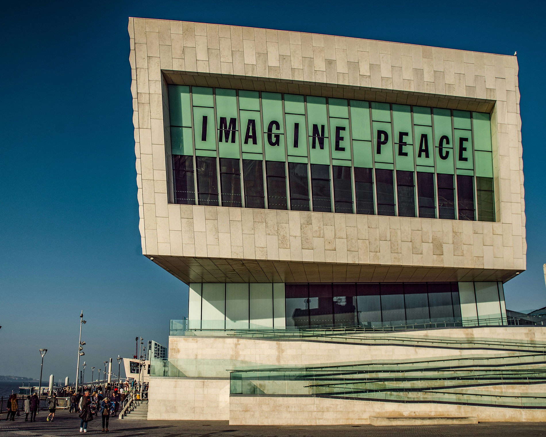 a building with the lettering "imagine peace" on it