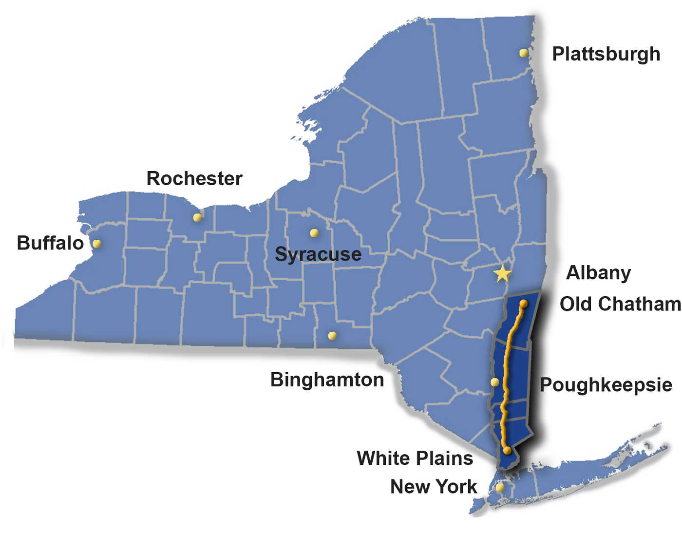 map of the Taconic Parkway in New York