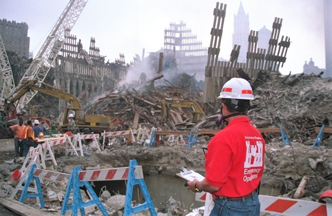 Engineers assess hazards amid World Trade Center debris after 9/11