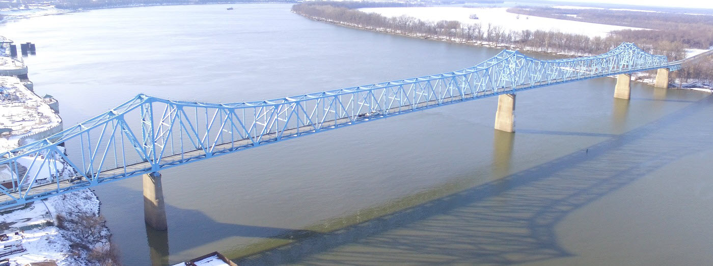 photo of the Blue Bridge in the snow
