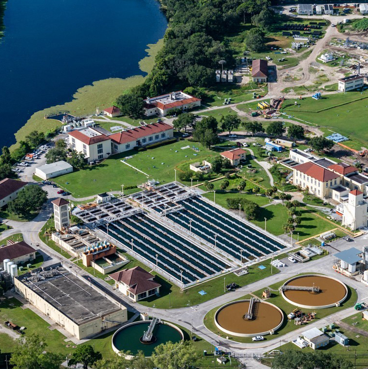 Aerial view of Tampa's David L. Tippin Water Treatment Facility