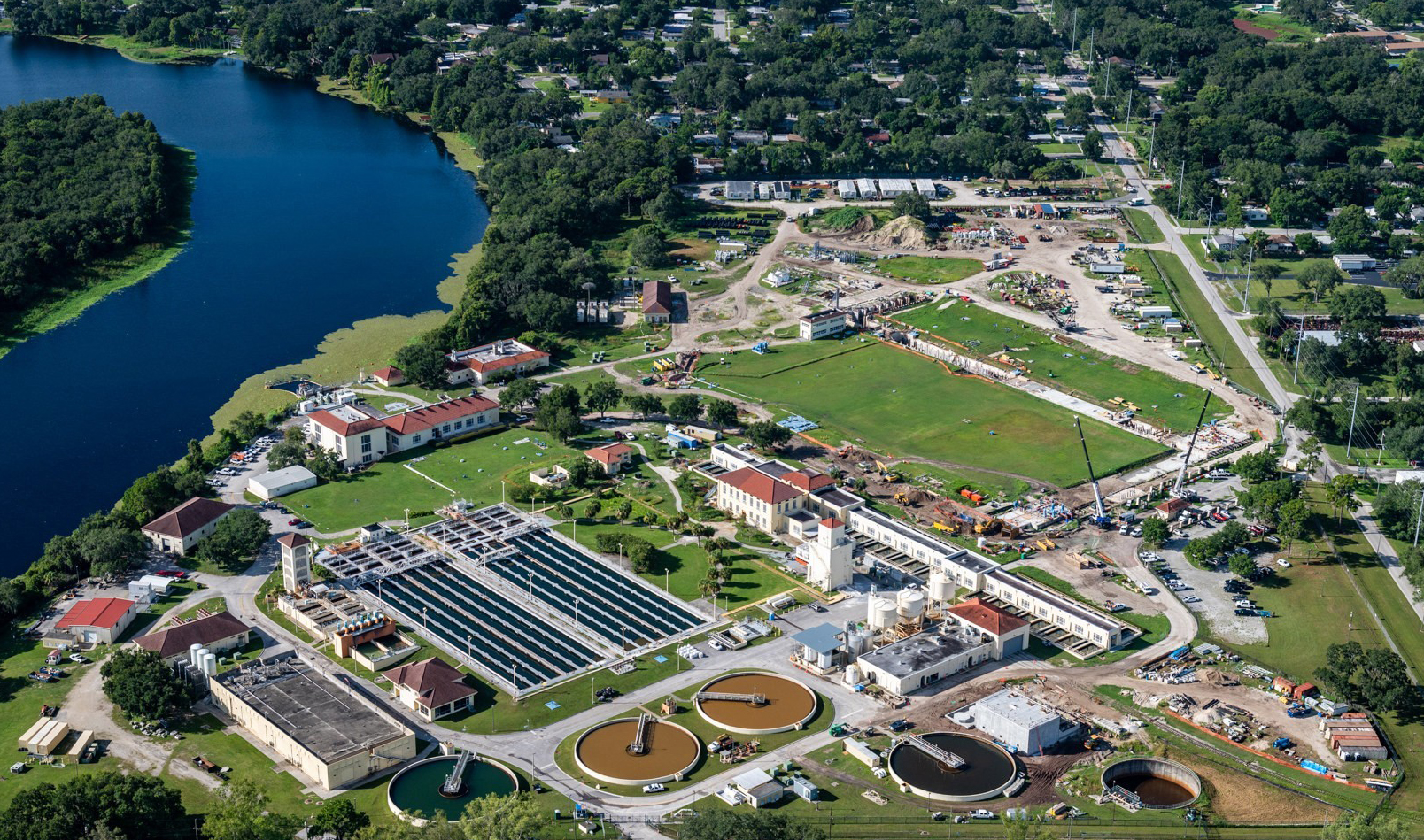 Aerial view of Tampa’s David L. Tippin Water Treatment Facility